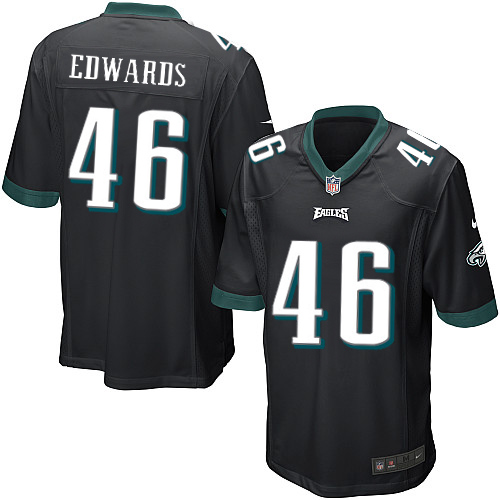 Men's Game Herman Edwards Nike Jersey Black Alternate - #46 NFL Philadelphia Eagles